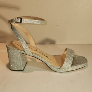 Nina Glittering Silver Block Heel Sandals